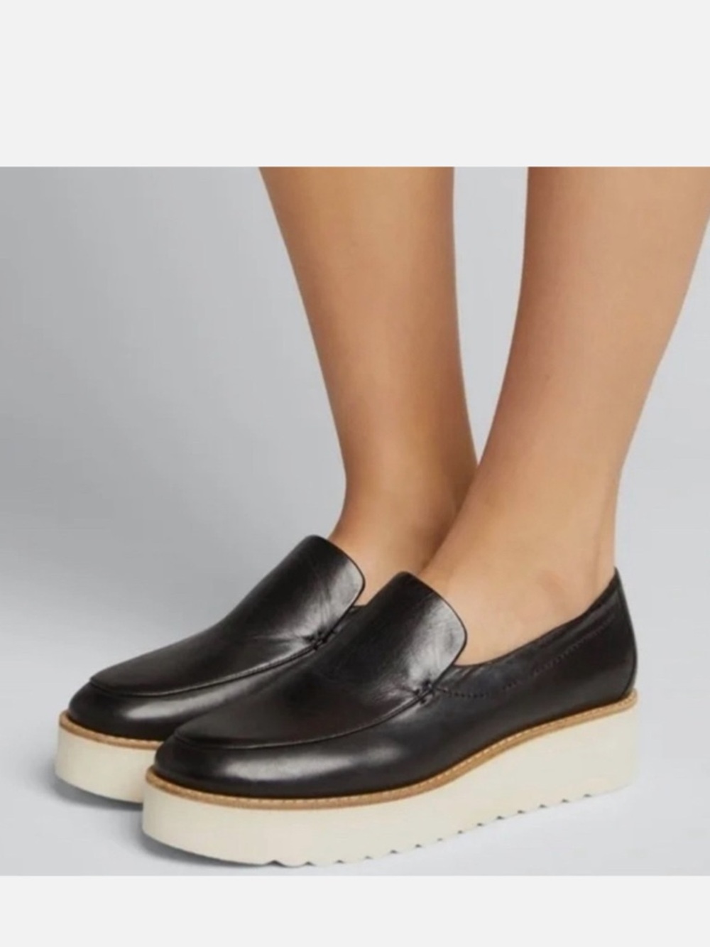 VINCE Zeta Leather Platform Slip-On Loafers Shoes Size 7